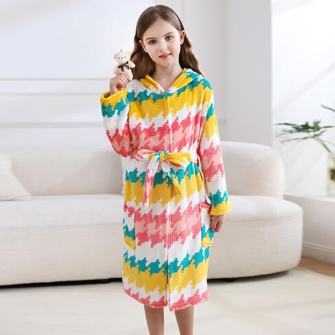 V.&GRIN Girls Robe, Kids Fleece Hooded Soft Plush Fuzzy Bathrobe for 3-14 Years in Saudi Arabia
