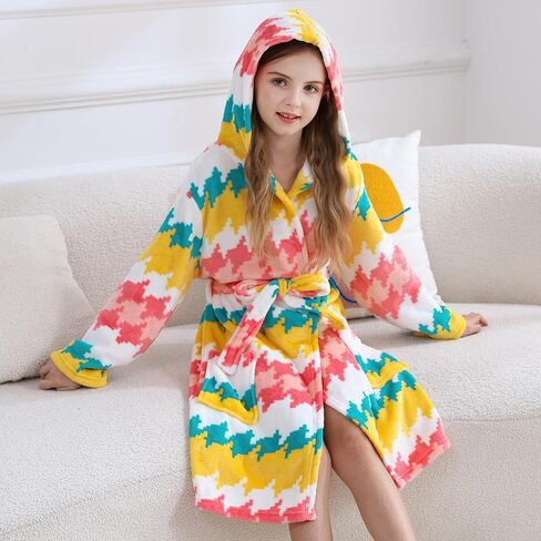 V.&GRIN Girls Robe, Kids Fleece Hooded Soft Plush Fuzzy Bathrobe for 3-14 Years in Saudi Arabia