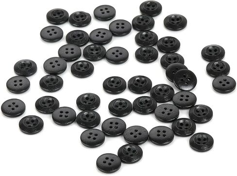 Resin Sewing Buttons,15mm Sewing Round Shirt Button for Crafts，DIY and Clothes Sewing (Black,50pcs) in Saudi Arabia