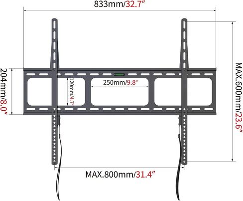 Gibbon Mounts Fixed TV Wall Mounts- Low Profile TV Bracket Mounts for Most 42-100" LED/LCD Flat Screen TVs, 0.63''Ultra Slim, Max.VESA 800X600, Up to 220lbs Capacity in Kuwait