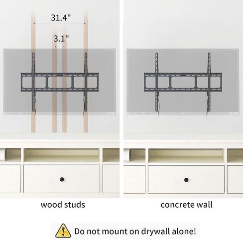 Gibbon Mounts Fixed TV Wall Mounts- Low Profile TV Bracket Mounts for Most 42-100" LED/LCD Flat Screen TVs, 0.63''Ultra Slim, Max.VESA 800X600, Up to 220lbs Capacity in Kuwait