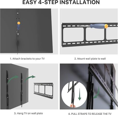 Gibbon Mounts Fixed TV Wall Mounts- Low Profile TV Bracket Mounts for Most 42-100" LED/LCD Flat Screen TVs, 0.63''Ultra Slim, Max.VESA 800X600, Up to 220lbs Capacity in Kuwait