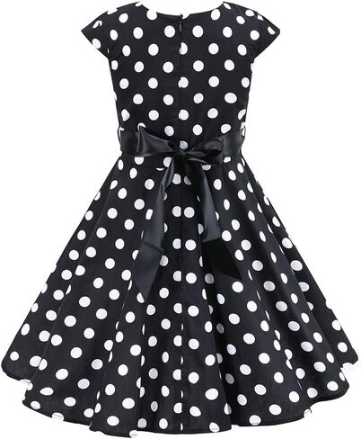 Girls Cap Sleeve 50s Style Dress Girls Vintage Dresses Audrey 50's Retro Dress 1950s Polka Dot Rockabilly Swing Party Dresses in Saudi Arabia