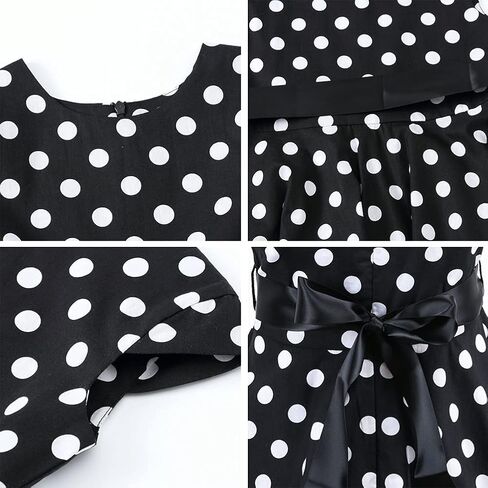 Girls Cap Sleeve 50s Style Dress Girls Vintage Dresses Audrey 50's Retro Dress 1950s Polka Dot Rockabilly Swing Party Dresses in Saudi Arabia