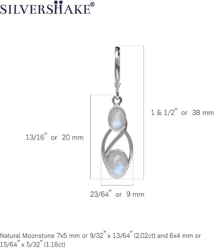 Silvershake Genuine Black Onyx White Gold Plated 925 Sterling Silver Leverback Dangle Earrings in Saudi Arabia