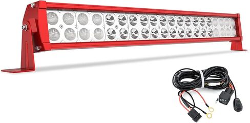 YITAMOTOR 120W LED Light Bar Red 24 inches Spot Flood Combo LED Work Light Bar with Wiring Harness Off Road Driving Light Compatible for SUV, Truck, Car, ATV, 4x4, 4WD, Boat in Saudi Arabia