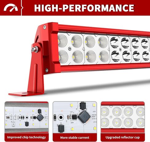 YITAMOTOR 120W LED Light Bar Red 24 inches Spot Flood Combo LED Work Light Bar with Wiring Harness Off Road Driving Light Compatible for SUV, Truck, Car, ATV, 4x4, 4WD, Boat in Saudi Arabia