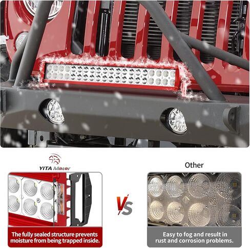 YITAMOTOR 120W LED Light Bar Red 24 inches Spot Flood Combo LED Work Light Bar with Wiring Harness Off Road Driving Light Compatible for SUV, Truck, Car, ATV, 4x4, 4WD, Boat in Saudi Arabia