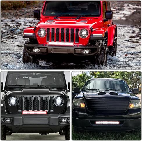YITAMOTOR 120W LED Light Bar Red 24 inches Spot Flood Combo LED Work Light Bar with Wiring Harness Off Road Driving Light Compatible for SUV, Truck, Car, ATV, 4x4, 4WD, Boat in Saudi Arabia
