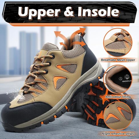 ISOOUS Steel Toe Shoes for Men Women Safety Composite Toe Sneakers Lightweight Comfortable Non Slip Resistant Work Shoes for Men Utility Indestructible Industrial Construction Shoes in Saudi Arabia