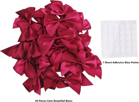 30 Pack Mini Ribbon Bows for Crafts, Satin Ribbon Bows with Adhesive Glue Point, Pretied Bows for DIY Crafting Sewing Scrapbooking Baby Shower Wedding Birthday Party Treats Favors (Gold) in Saudi Arabia