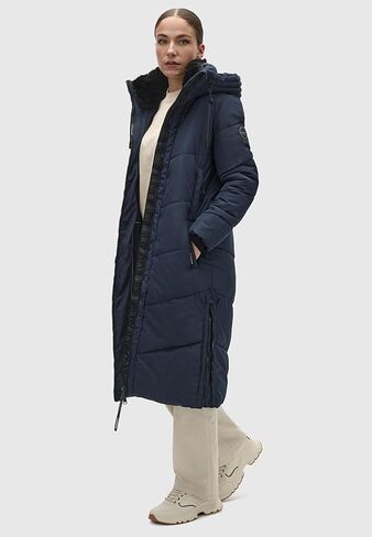 معطف شتوي طويل للسيدات من Marikoo مع غطاء رأس وياقة من الفرو الصناعي قابلة للفصل | جاكيت مبطن للنساء | نادري السادس عشر XS-XXL in Kuwait