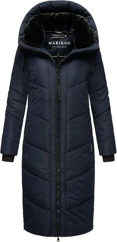 معطف شتوي طويل للسيدات من Marikoo مع غطاء رأس وياقة من الفرو الصناعي قابلة للفصل | جاكيت مبطن للنساء | نادري السادس عشر XS-XXL in Kuwait