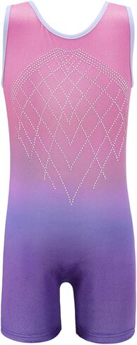 ملابس الرقص للفتيات الجمباز يونيكورن ملابس الرقص الرياضية لامعة قوس قزح الأزرق الوردي الساخن (الوردي الساخن المتدرج، 3-4T) in Kuwait