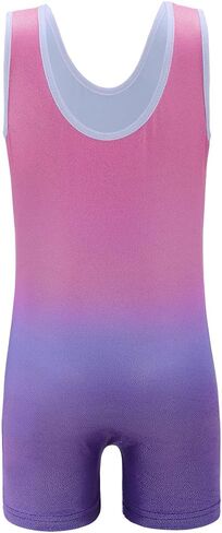 ملابس الرقص للفتيات الجمباز يونيكورن ملابس الرقص الرياضية لامعة قوس قزح الأزرق الوردي الساخن (الوردي الساخن المتدرج، 3-4T) in Kuwait