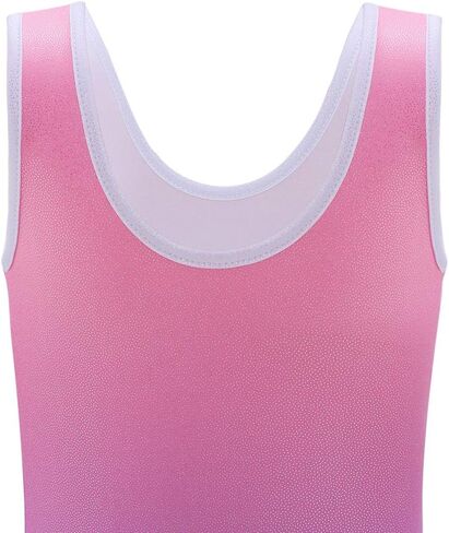 ملابس الرقص للفتيات الجمباز يونيكورن ملابس الرقص الرياضية لامعة قوس قزح الأزرق الوردي الساخن (الوردي الساخن المتدرج، 3-4T) in Kuwait