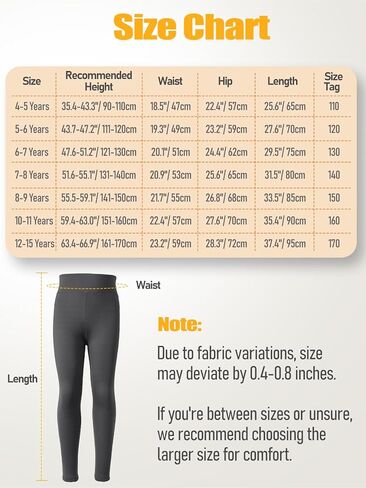 Girls Fleece Lined Leggings Thermal Full Length Pants Winter Warm Stretchy Athletic Leggings for Kids 4-15 Years in Kuwait