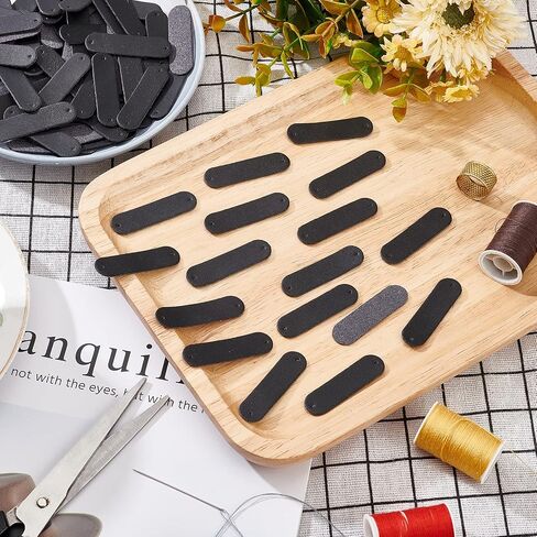 GORGECRAFT 100Pcs Handmade Leather Labels Faux Leather Blank Tags with Holes for Jeans Shoes Bags Garment Embellishment DIY Crafts Knitting Hats Clothing Sewing Accessories, White in Saudi Arabia
