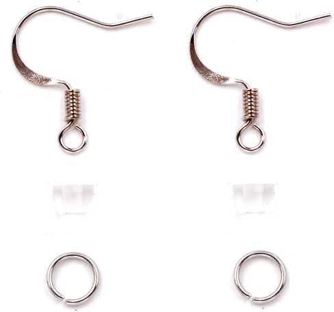 Excerllent Quality Earring Findings for Jewelry Making, 100 pcs/50 pairs Earring Hook with Earring Backs, Earring Wire White Gold in Saudi Arabia