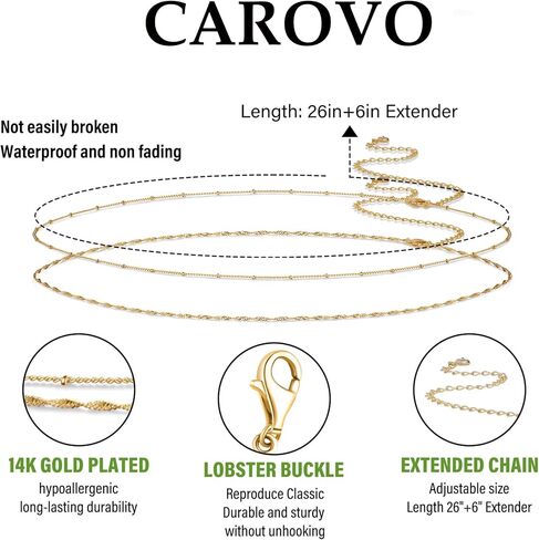 CAROVO سلسلة الخصر البطن للنساء 14K الذهب والفضة مطلي الطبقات الجسم سلاسل بوهو الكوبي فيجارو لؤلؤة القلب عملة القمر الصناعي حبة البطن سلسلة مثير بيكيني مجوهرات الجسم للنساء قابل للتعديل in Saudi Arabia