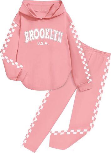KANGKANG Girls Clothes Fall Winter Outfits Graphic Hooded Sweatsuits Sweatpants 2Pcs Set in Kuwait