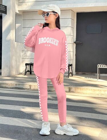 KANGKANG Girls Clothes Fall Winter Outfits Graphic Hooded Sweatsuits Sweatpants 2Pcs Set in Kuwait