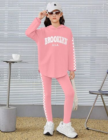 KANGKANG Girls Clothes Fall Winter Outfits Graphic Hooded Sweatsuits Sweatpants 2Pcs Set in Kuwait