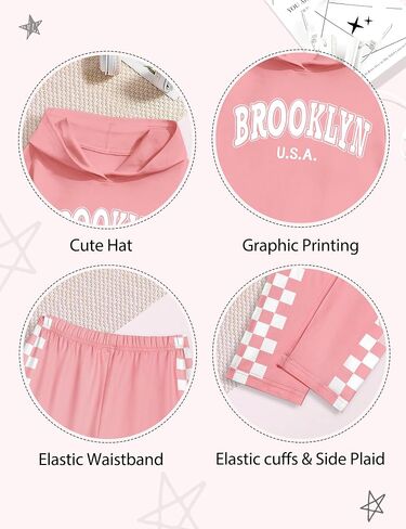 KANGKANG Girls Clothes Fall Winter Outfits Graphic Hooded Sweatsuits Sweatpants 2Pcs Set in Kuwait