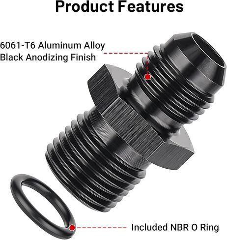 EVIL ENERGY 6AN Male Flare to M16 x 1.5mm Male Metric Fitting Adapter Aluminium Alloy 1PC in Saudi Arabia