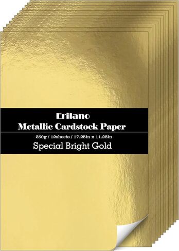 50 Sheets Gold Shimmer Metallic Cardstock Paper - 8.5" x 11" Metallic Paper Square, Golden Foil Mirror Board for Scrapbook, Card Making, Weddings & Birthdays Invitations (250gsm) in Kuwait