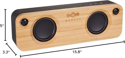 House of Marley - نظام صوت محمول يعمل بتقنية البلوتوث - 3.5 مكبر صوت ومكبر صوت واحد، نطاق لاسلكي 30 مترًا، وقت تشغيل 8 ساعات، بطارية مدمجة، مصنوعة بشكل مستدام، EM-JA006SB أسود مميز in Kuwait