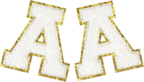 2PCS Iron on Greek Letter Patches White Chenille Greek Letter Patches Sorority Greek Patches (Alpha) in Saudi Arabia