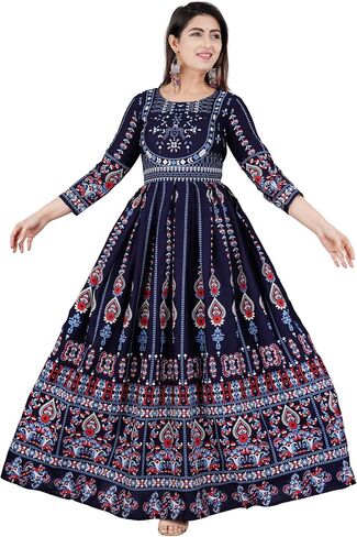 Sophia-Art Rayon Floral Print Only Kurti Dress for Women and Girls Elegant Indian Ethnic Wear Traditional Weeding outfits in Saudi Arabia