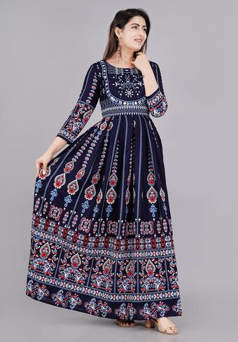 Sophia-Art Rayon Floral Print Only Kurti Dress for Women and Girls Elegant Indian Ethnic Wear Traditional Weeding outfits in Saudi Arabia