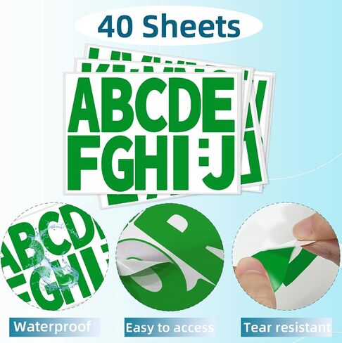Starboling Letter Stickers,3 inch 40 Sheets Green Alphabet Sticker,Self Adhesive Vinyl Letter Stickers Mailbox Numbers,Self Adhesive Letters Stickers for Bulletin Boards Classroom Home Decor in Saudi Arabia