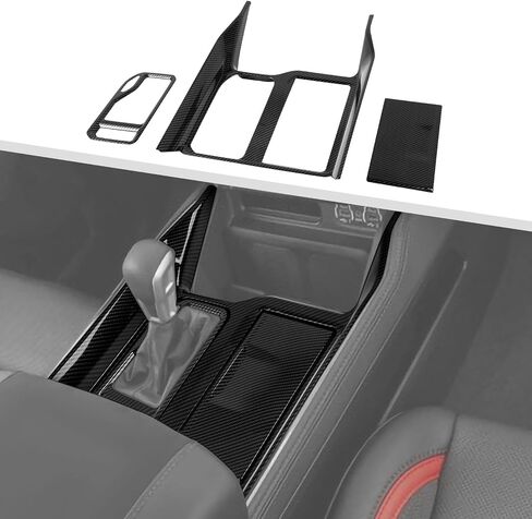 Jimen Fit for Dodge Ram 1500 TRX 2021-2024, 3PCS Gear Shift Panel Cover Interior Trim (Carbon Fiber) in Saudi Arabia