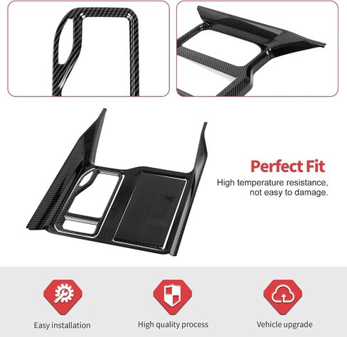Jimen Fit for Dodge Ram 1500 TRX 2021-2024, 3PCS Gear Shift Panel Cover Interior Trim (Carbon Fiber) in Saudi Arabia