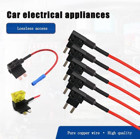 5 قطع من حامل فيوز السيارة، محول قابس مصهر معدني متين صغير للمركبة بالإضافة إلى دائرة كهربائية مع أجزاء بديلة، ملحقات حامل خط فيوز عالمي مقاوم للماء للشاحنات وسيارات الدفع الرباعي (أسود) in Kuwait