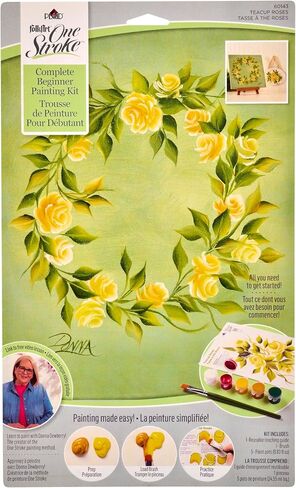 FolkArt, Sunflower One Stroke Beginner Painting Kit, Includes 5 Colors, 1 Flat Brush, and a Reusable Teaching Guide in Saudi Arabia