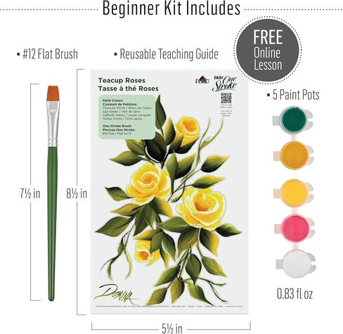 FolkArt, Sunflower One Stroke Beginner Painting Kit, Includes 5 Colors, 1 Flat Brush, and a Reusable Teaching Guide in Saudi Arabia