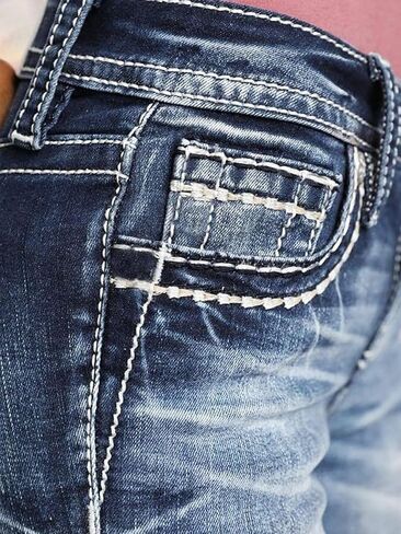 Flamingals Women's Bermuda Jean Shorts Skinny Mid Waisted Stretch Flap Pocket Back Casual Cargo Denim Shorts in Saudi Arabia