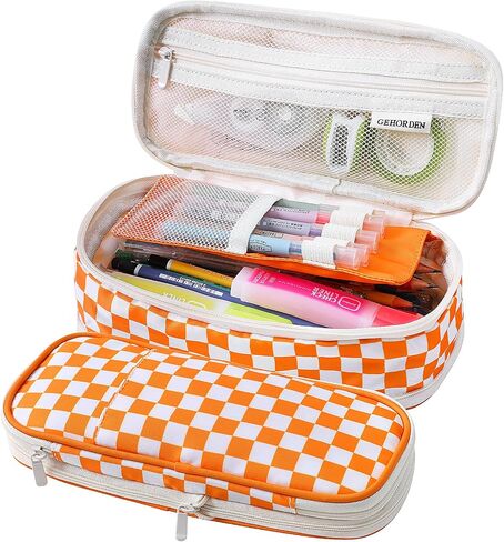 Big Capacity Pencil Case Portable Stationery Pen Bag With Zipper Capacity Pencil Pouch Organizer for Office College School(Orange) in Saudi Arabia
