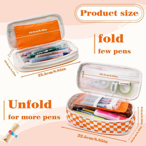 Big Capacity Pencil Case Portable Stationery Pen Bag With Zipper Capacity Pencil Pouch Organizer for Office College School(Orange) in Saudi Arabia