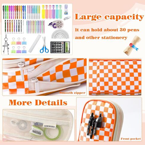 Big Capacity Pencil Case Portable Stationery Pen Bag With Zipper Capacity Pencil Pouch Organizer for Office College School(Orange) in Saudi Arabia
