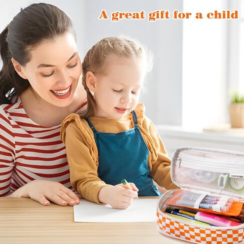 Big Capacity Pencil Case Portable Stationery Pen Bag With Zipper Capacity Pencil Pouch Organizer for Office College School(Orange) in Saudi Arabia