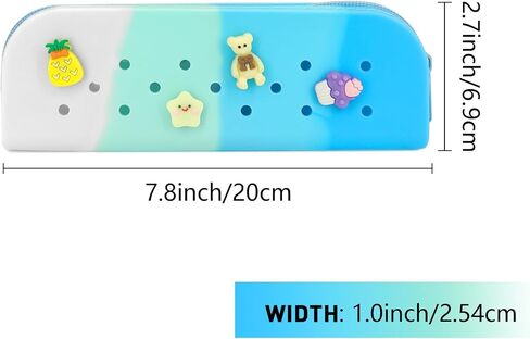 Silicone Pencil Case,DIY Pencil Pouch, Creative Pencil Case with 10 Decorative Patterns, Colored Pencil Case, Pencil Bag, Women's Pencil Case, Makeup Bag(Blue gradient) in Saudi Arabia