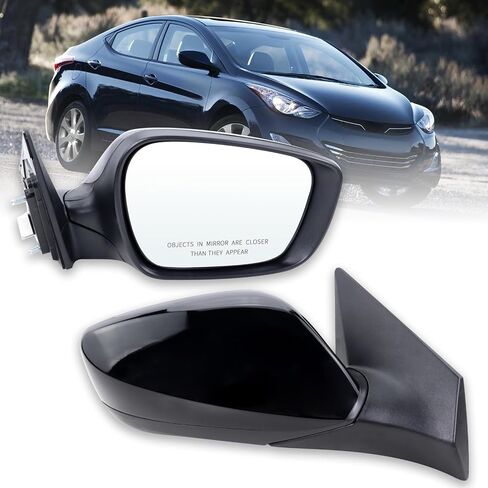 Right Passenger Side Mirror Compatible With 2011 2012 2013 Hyundai Elantra With Manual folding Power Glass Heated Black Replace#HY1321179(5Pins) in Kuwait