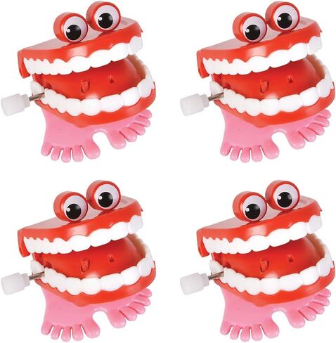 The Dreidel Company 2-Pack Wind Up Teeth Chomping & Chattering Teeth with Googly Eyes Toys for Kids Birthday Party Favors, Novelty and Gag Gifts, 1.75" Inches (2-Pack) in Kuwait
