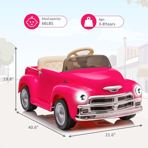 12V Kids Ride On Car, Licensed Chevrolet 3100 Pickup Battery Powered Electric Vehicle with Remote Control, Spring Suspension, Led Light and Music for Toddler Boys Girls 3-8 in Saudi Arabia