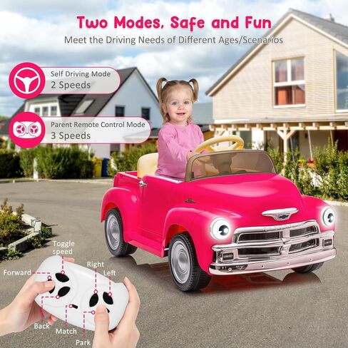 12V Kids Ride On Car, Licensed Chevrolet 3100 Pickup Battery Powered Electric Vehicle with Remote Control, Spring Suspension, Led Light and Music for Toddler Boys Girls 3-8 in Saudi Arabia
